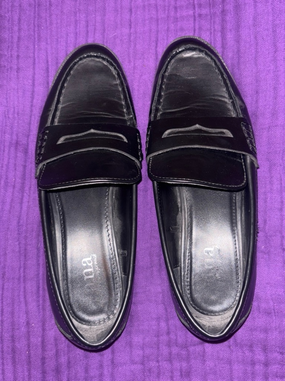 a.n.a Black Leather Penny Loafers